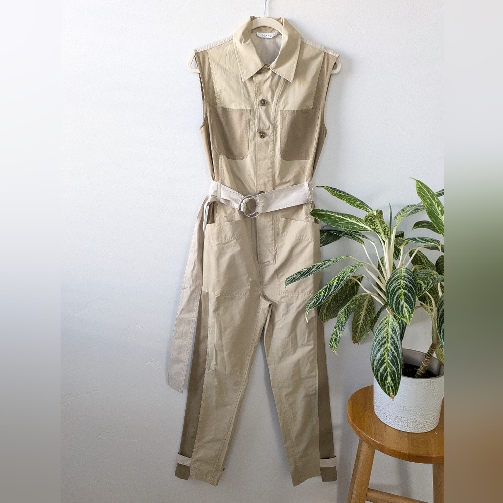 NWOT FRAME  Tan Sleeveless Jumpsuit with Belt